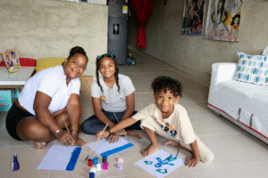 Fatima and her two children